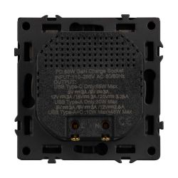 Механизм розетки с быстрой USB зарядкой SCT-NOBE-MUAC-SFPL-FC-BK (65W, QC3) (Arlight, Черный оникс) 054317
