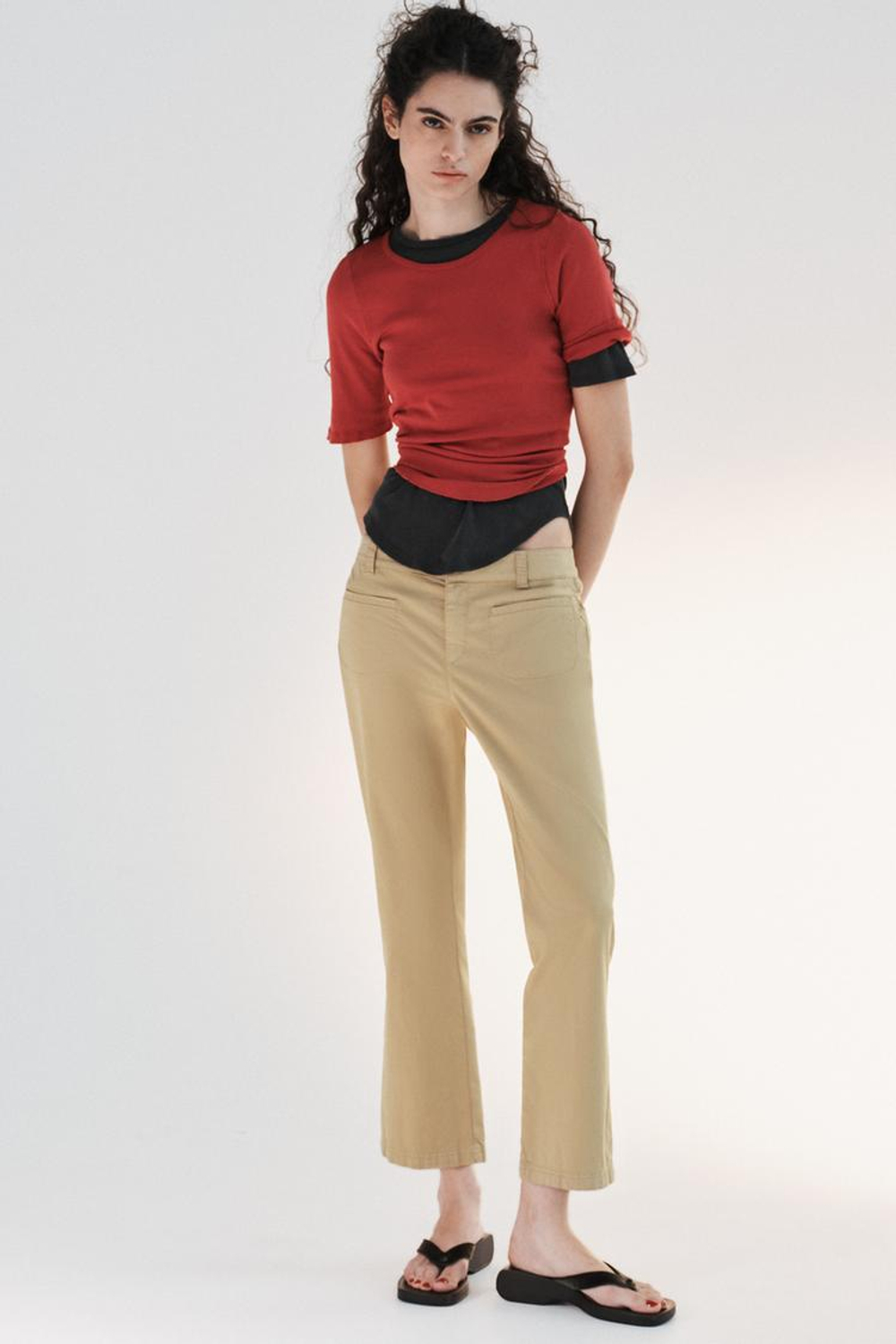 ZARA ФУТБОЛКА С ЭФФЕКТОМ ПОТЕРТОСТИ, КРАСНЫЙ