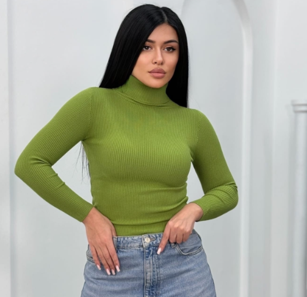 Оптом водолазка тренд 40-48 зеленый