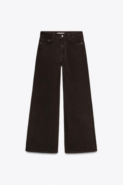 ZARA ДЖИНСЫ Z1975 WIDE LEG С ВЫСОКОЙ ПОСАДКОЙ, КОРИЧНЕВЫЙ