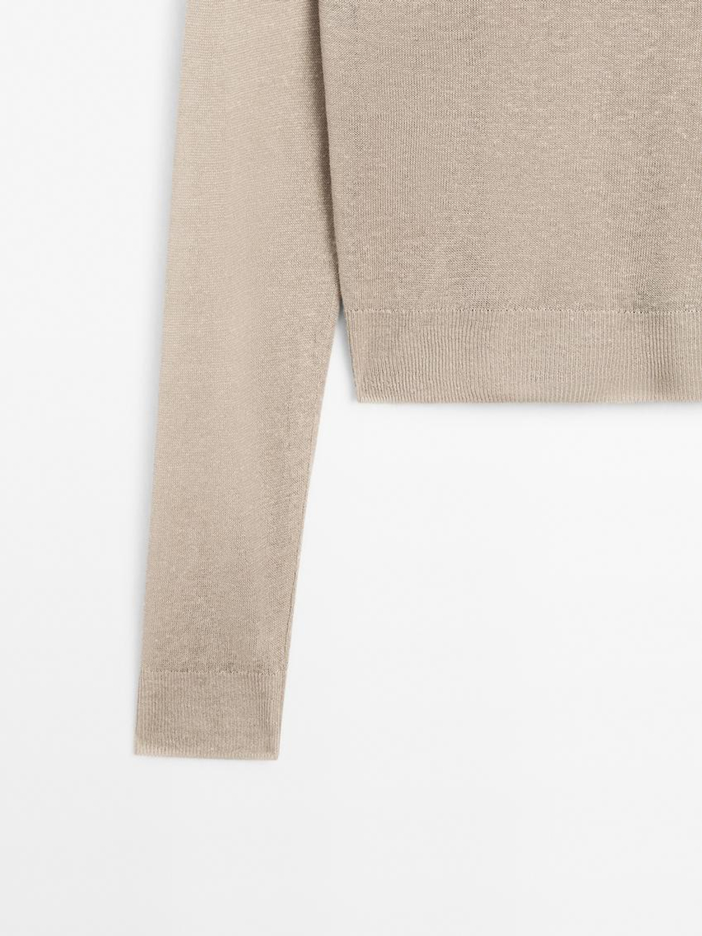 Massimo Dutti Свитер из 100% льняной ткани, дымчатый