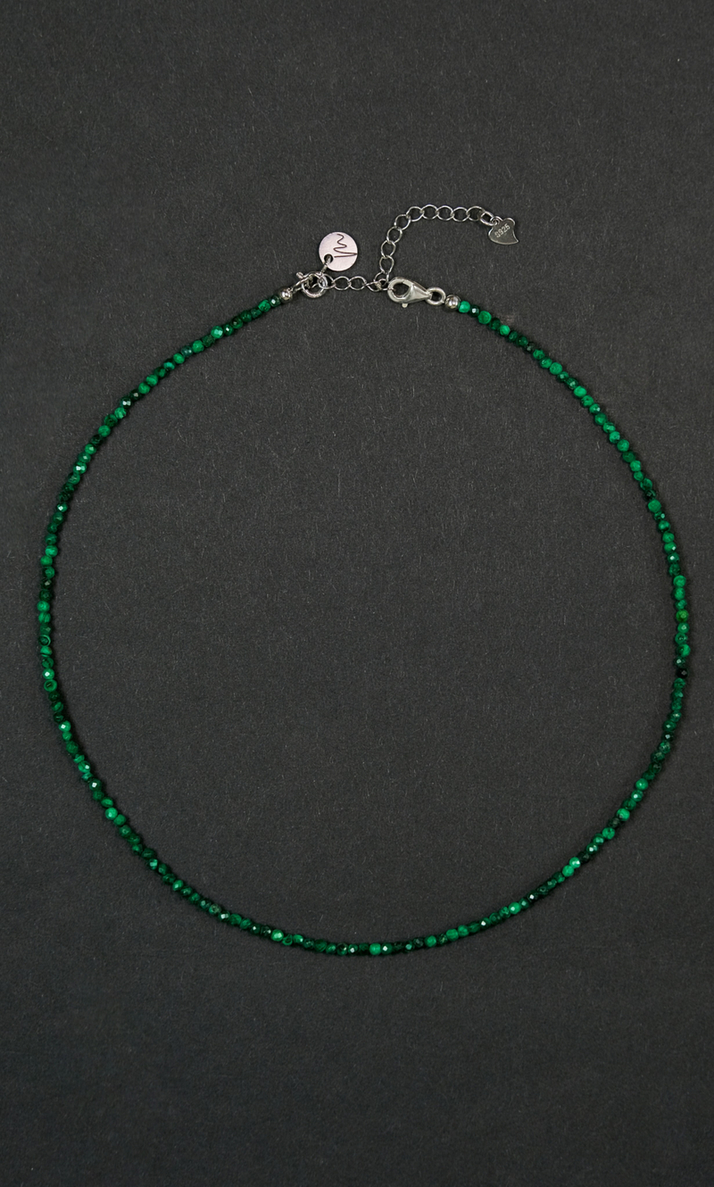 Чокер "Memo Career" из малахита на замочке 33-38 см