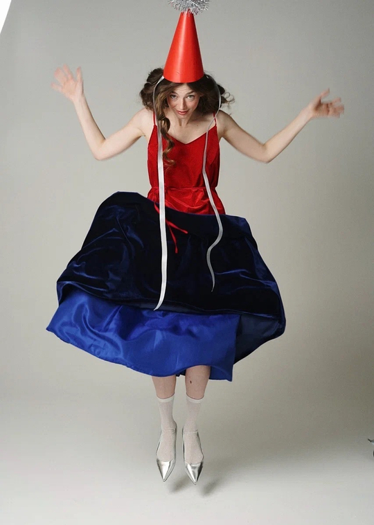 Юбка на кокетке из бархата "Мишка на севере"