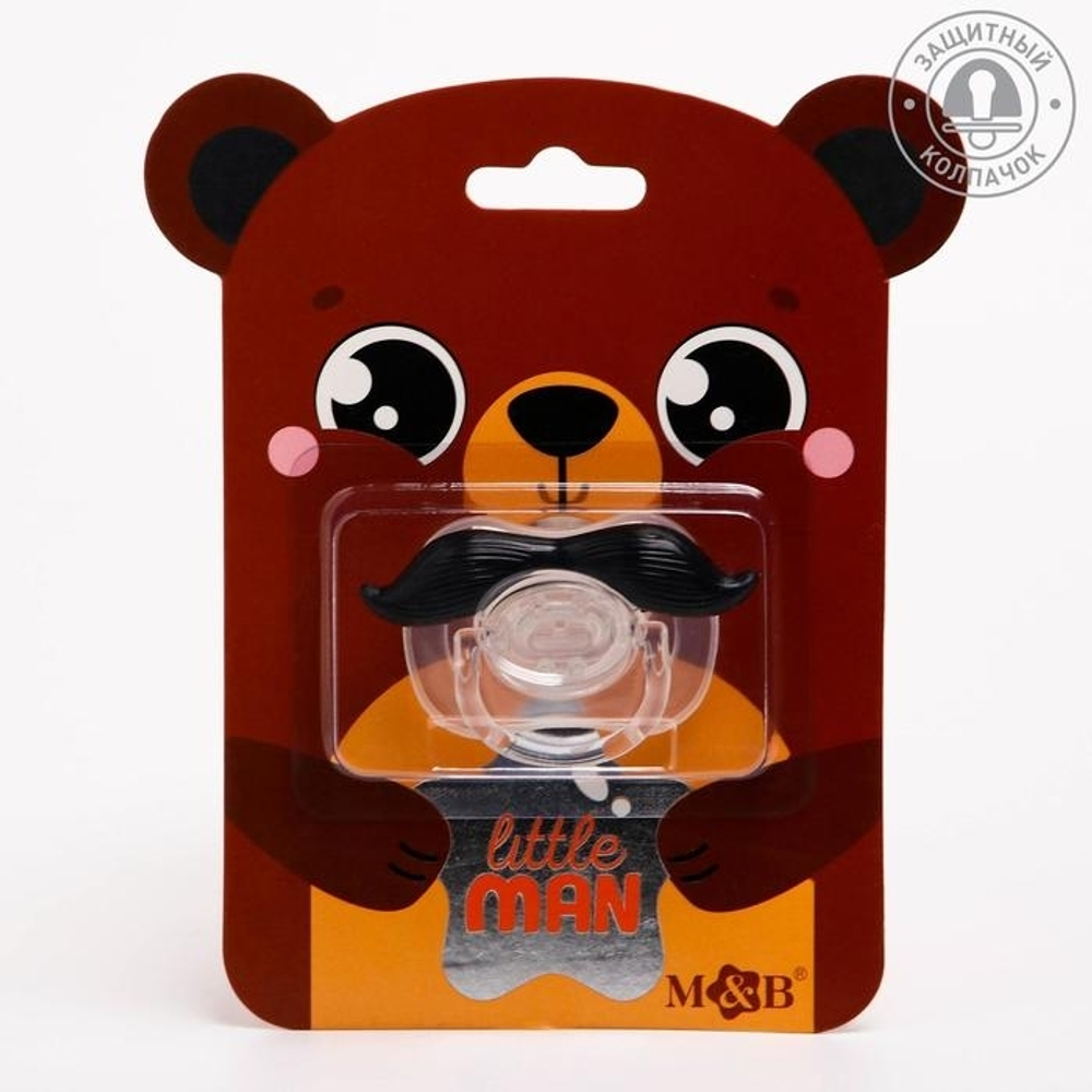 Пустышка силиконовая ортодонтическая "Мишка",от 0 мес.,с колпачком 4350612