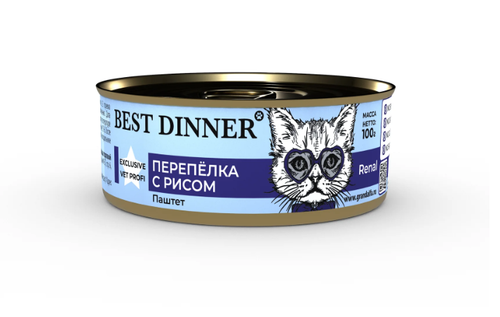Best Dinner Консервы для кошек Renal перепелка,100 г.