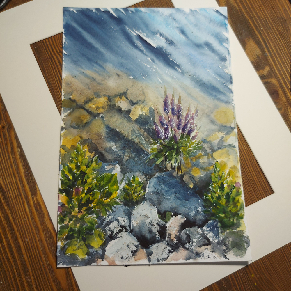 Картина авторская акварельная в паспарту 30х40 см на стену для интерьера "На причале"