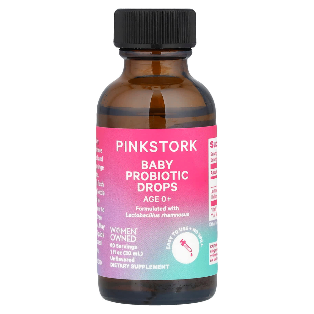 Pink Stork, Детские пробиотические капли, для детей от 0 лет, без добавок, 30 мл (1 жидк. Унция)