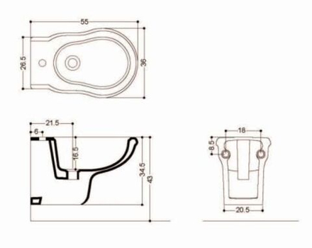 Подвесное биде AXA Contea 55x36 0607001