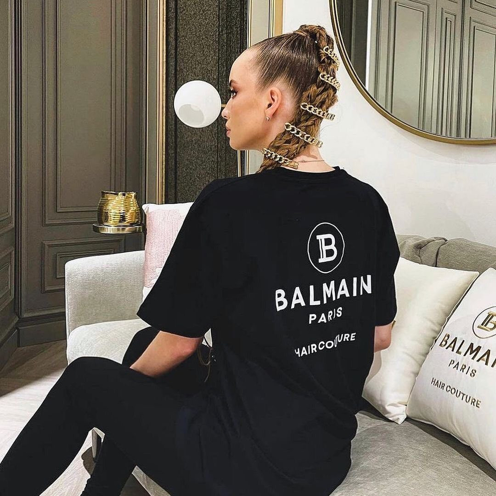 Balmain Hair Couture Футболка черная (размеры S, M, L)