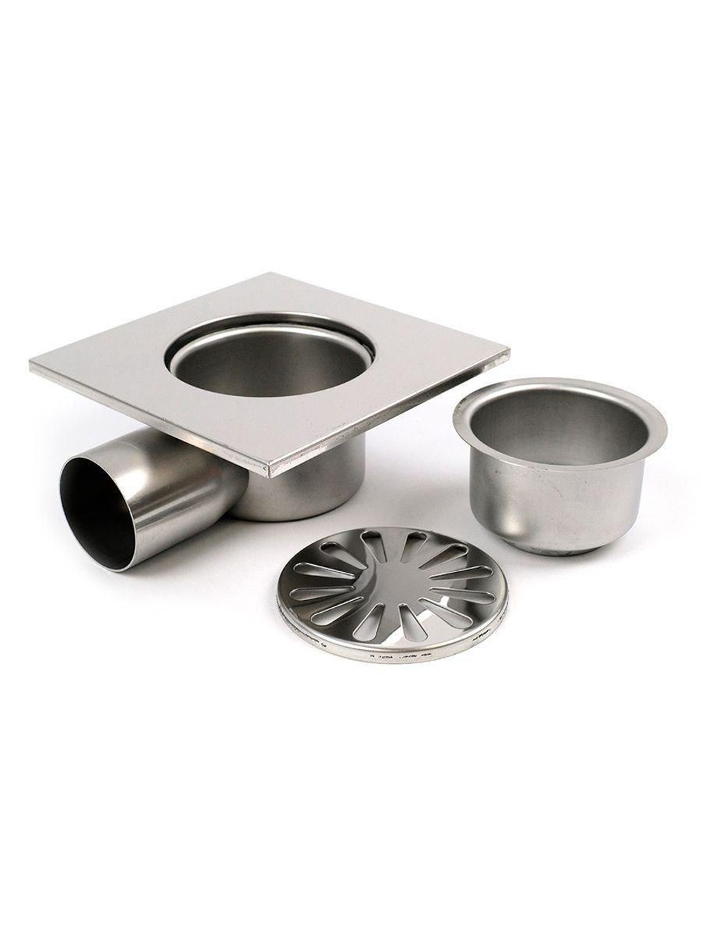 Трап для душа из нерж. 15см*15см угл (гор) TIM BAD021502