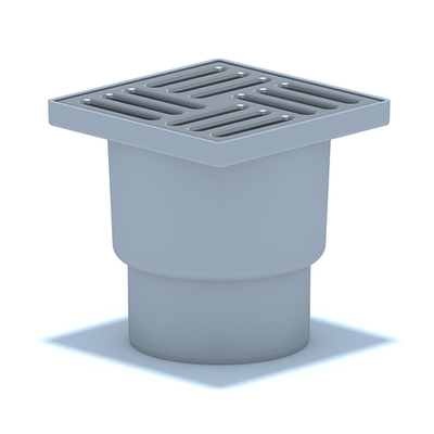 Трап вертикальный нерегулируемый, с гидрозатвором, с решёткой из нержавеющей стали 150*150 мм