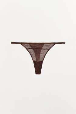 ZARA ТРУСЫ-ТАНГА ИЗ ШЕЛКА С ТЕКСТУРОЙ LIMITED EDITION, КОРИЧНЕВЫЙ