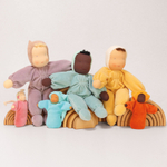 Большая вальдорфская кукла для сна "Малыш голубой афро", 30 см