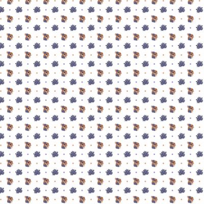 Кролики и васильки на белом фоне с горошком