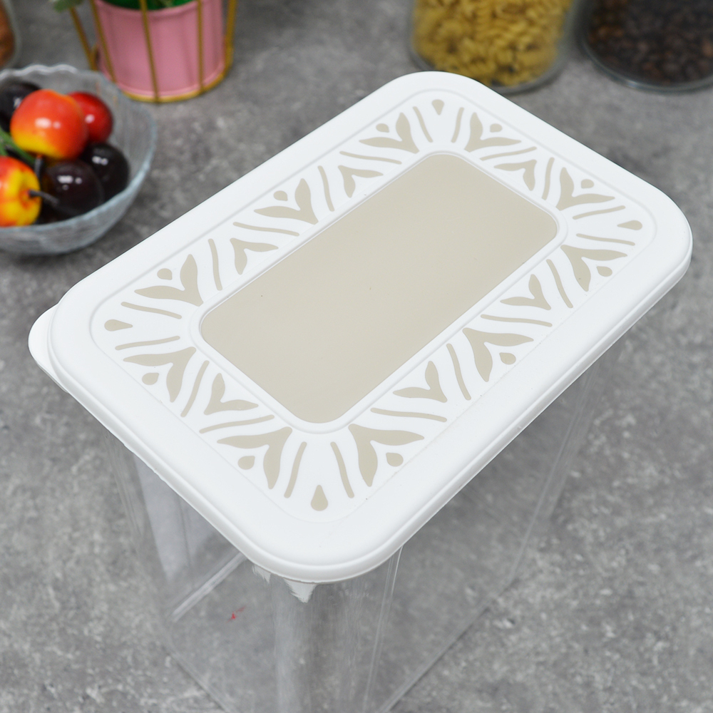 Банка для сыпучих продуктов 2,2л "Эстетика" прямоугольная (бело-бежевый)