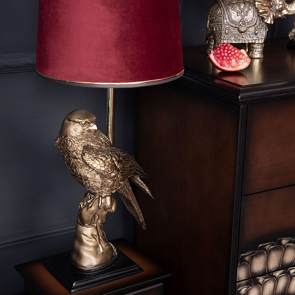 Настольная лампа с бюро Соколиная охота с абажуром Тюссо Рубивайн