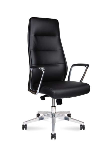 Кресло офисное  Nancy black leather  алюминиевая  база  черная  кожа