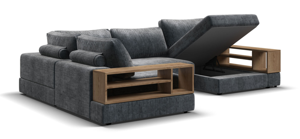 П-образный диван-кровать BOSS MODOOL шенилл Gloss карбон