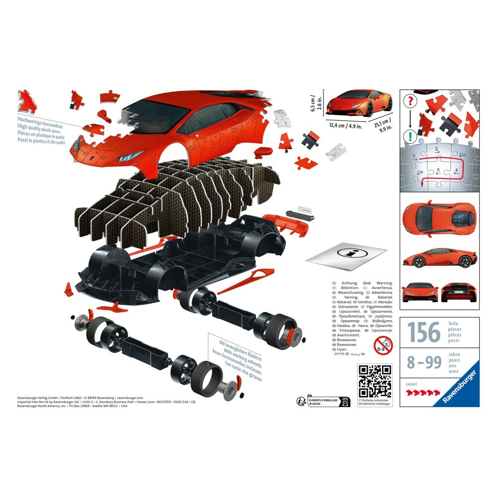 Ravensburger - 3D Пазл Lamborghini Huracan Evo Arancio 156 элементов. 115716 / артикул   115716  / GTIN 4005556115716