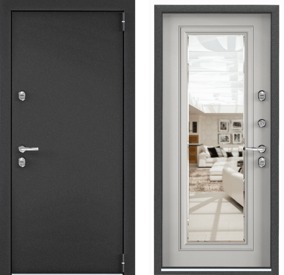 Фото входная стальная дверь Torex Snegir PRO MP темно-серый букле графит ПВХ бетон известковый S60-M