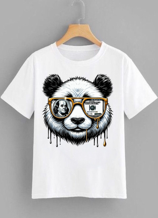 Футболка с принтом ДТФ DollarBear белая