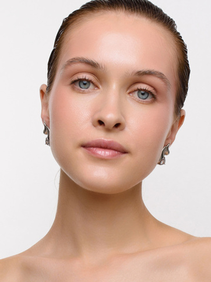 Серьги "Double drop crystal" Silver