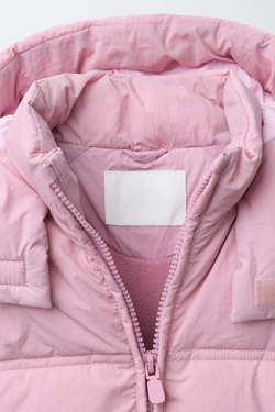 ZARA СТЕГАНАЯ КУРТКА С КАПЮШОНОМ WATER REPELLENT, РОЗОВЫЙ
