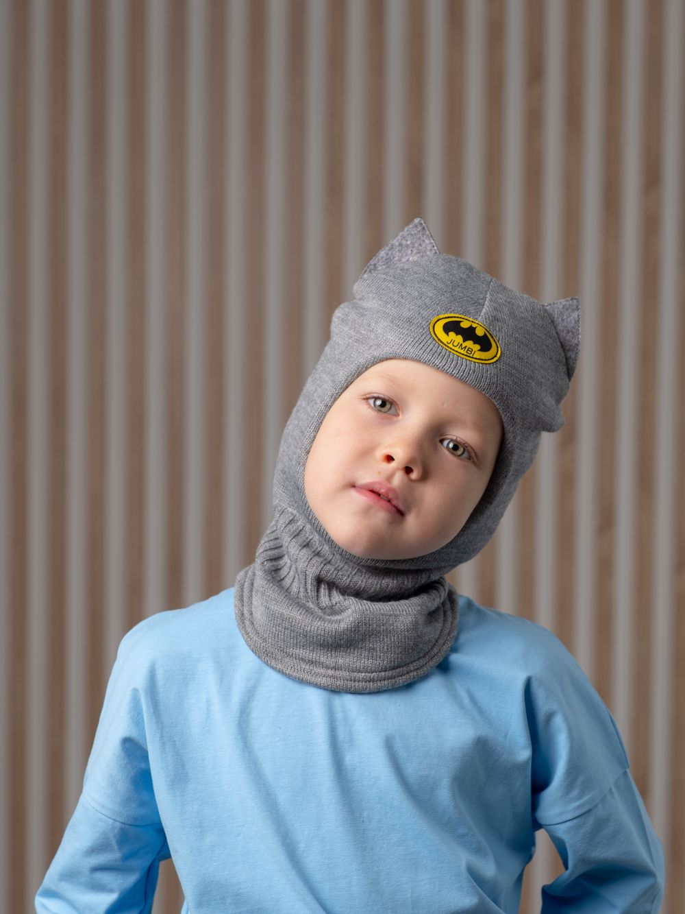 Шлем зимний вязаный (Пепельный) Бэтмен