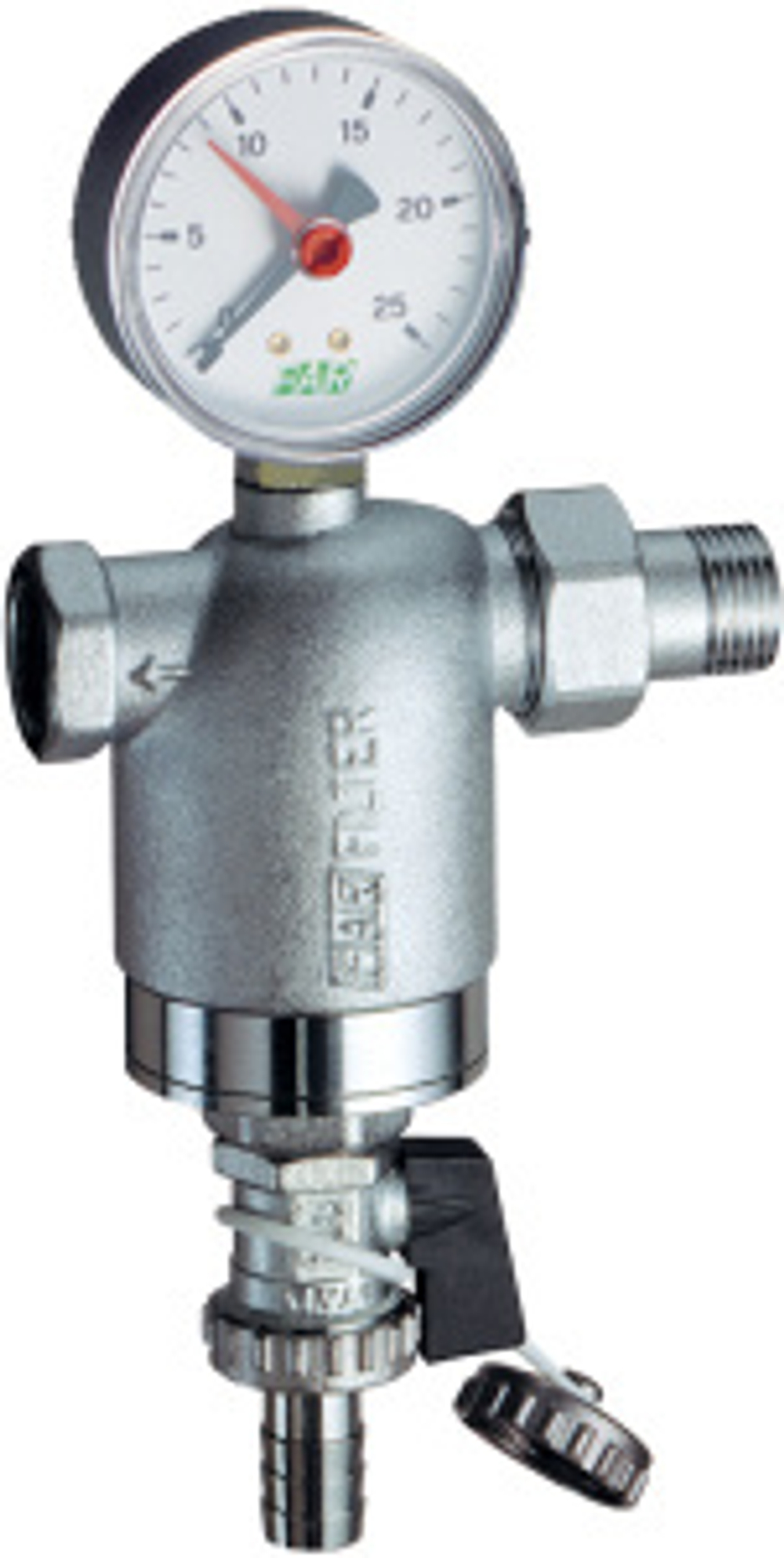 Фильтр 3/4", ВР-НР, 300 мкм, с манометром, Tmax: 95 °С, 25 бар FAR