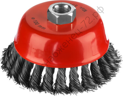 MIRAX 100 мм, жгутированная стальная проволока, 0.5 мм, Щетка-крацовка чашечная (35104-100)