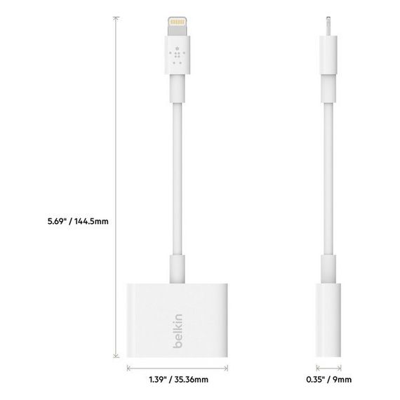 Переходник Belkin Lightning Audio + Charge RockStar (F8J198/F8J198btWHT) White