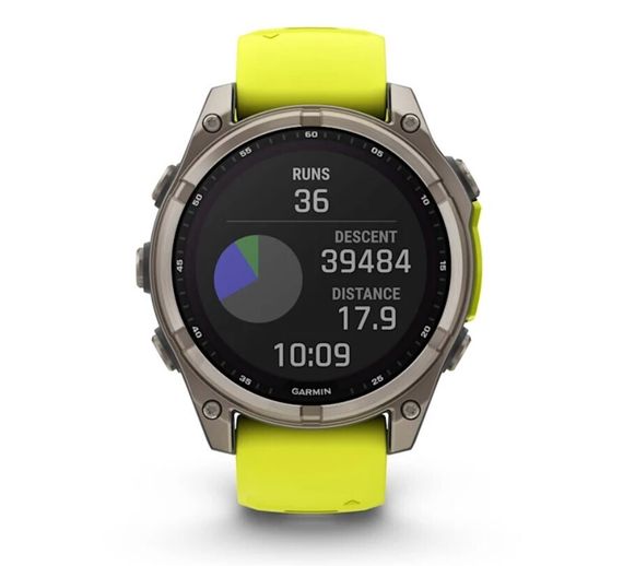 Умные часы Garmin Fenix 8, 47 мм, Solar, Sapphire Titanium with AMP yellow/graphite silicone band