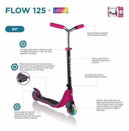 Самокат Globber Flow 125 Lights, синий синий