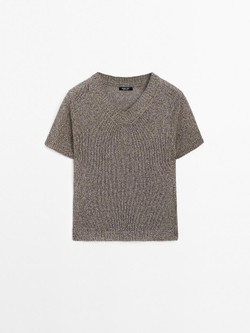 Massimo Dutti Трикотажный свитер, пестро-коричневый