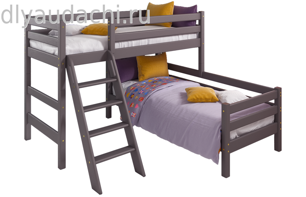 Вариант 8 Угловая кровать "Соня" с наклонной лестницей Лаванда