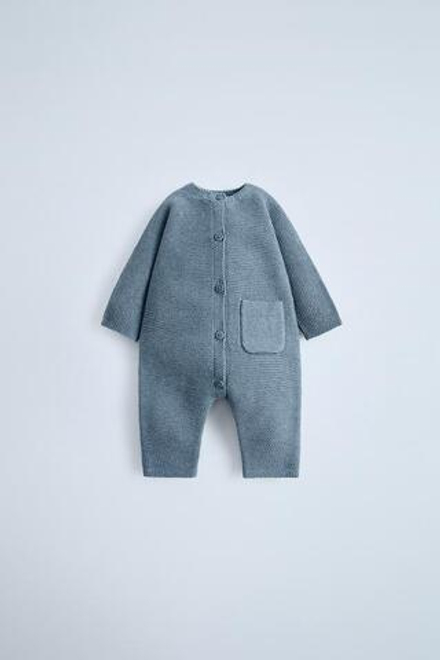 ZARA ТРИКОТАЖНЫЙ КОМБИНЕЗОН, СИНИЙ