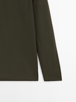 Massimo Dutti Поло с пуговицами, зеленый