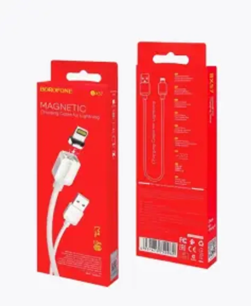 Кабель Borofone BX57 USB-Lightning 2А 1м магнитный TPE White