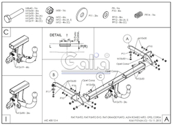 Фаркоп оцинкованный Galia F101A для Opel Corsa D 2006-2014, FIAT Grande Punto 2005-2010, Grande Punto Evo 2005-2010, Alfa Romeo MiTo 2008-2018(паспорт и сертификат в комплекте)(без электрики)