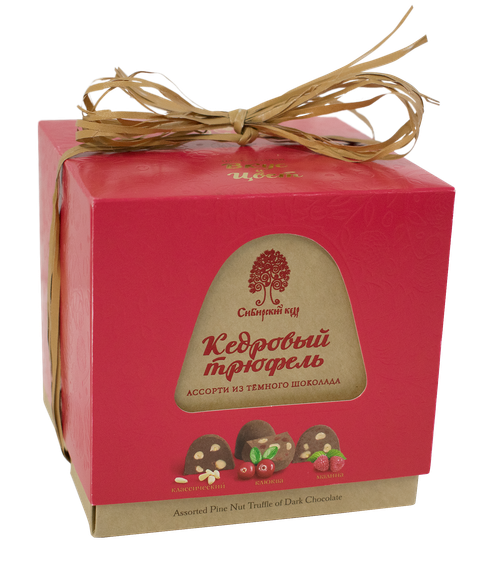 Кедровый трюфель ассорти из темного шоколада / классика, малина, клюква / 120 г / ТМ Сибирский кедр