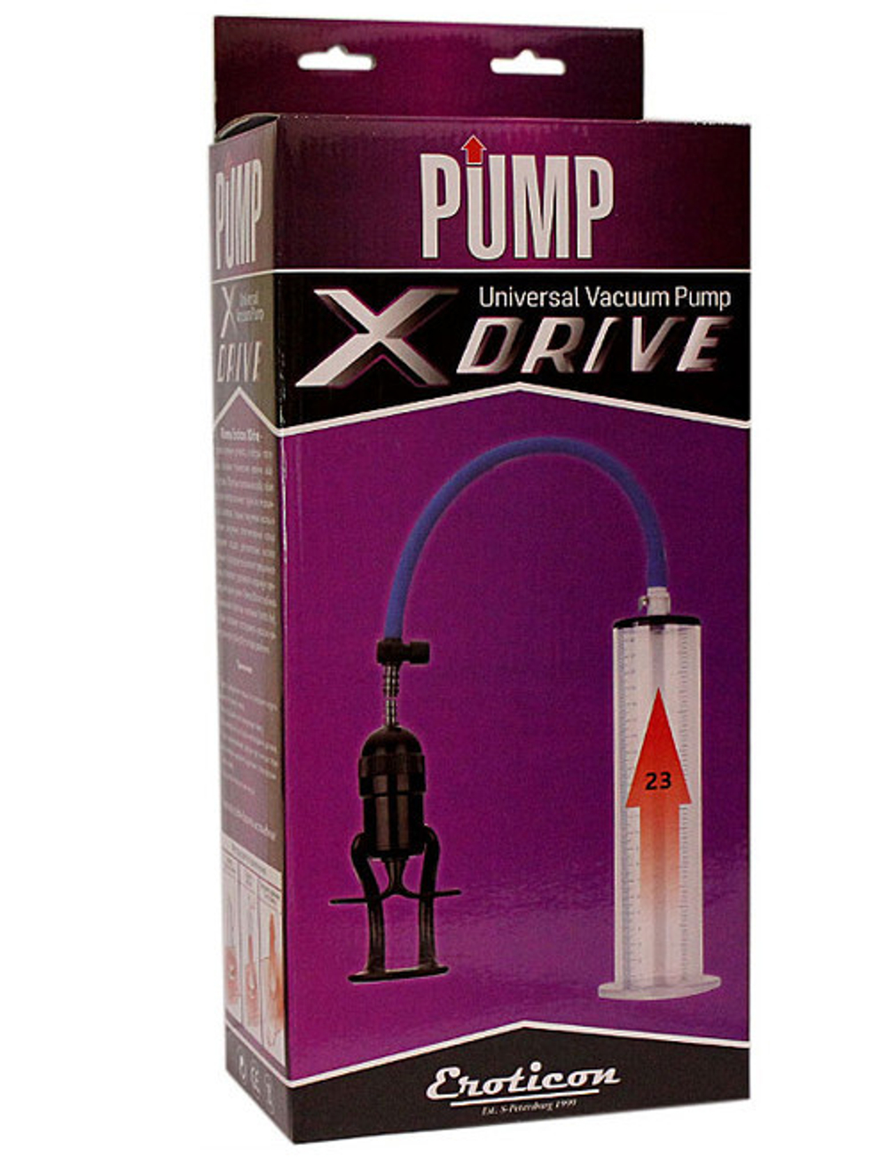 Помпа вакуумная Eroticon PUMP X-Drive с обратным клапаном (23 см.) (Цвет: прозрачный с черным)