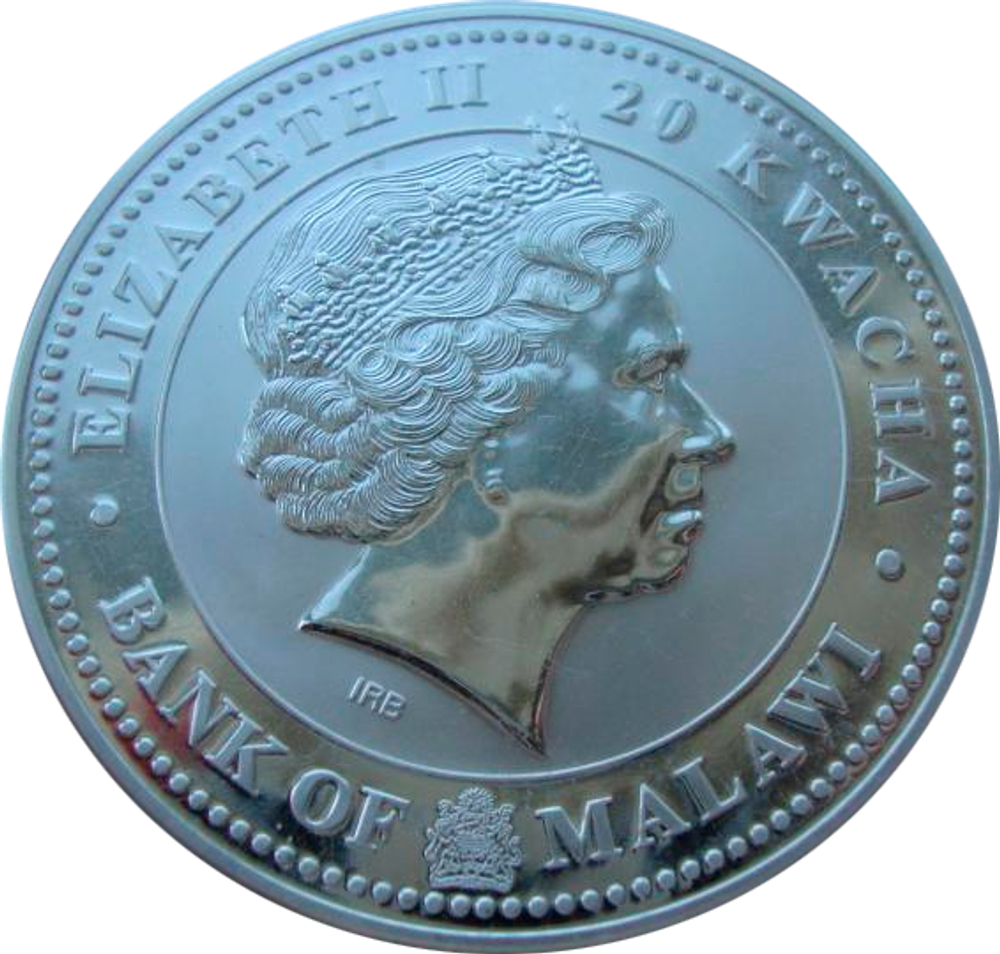 Малави 20 квача 2009 Год быка Лунный календарь Серебро 2