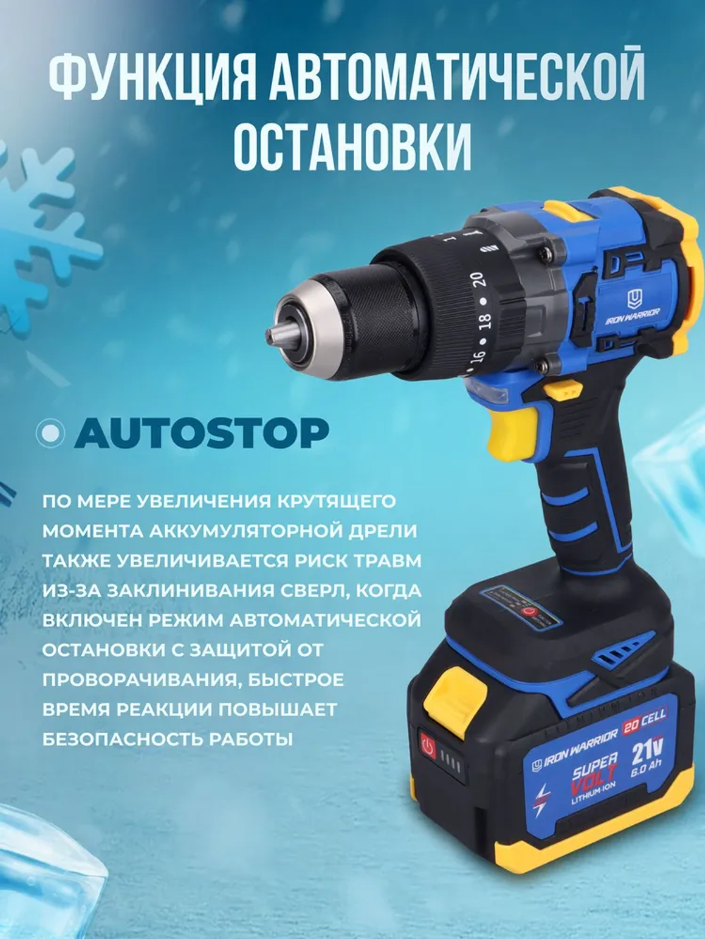 IRON WARRIOR Шуруповерт, 21 В, 150 Нм, 2 АКБ