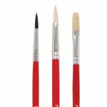 Набор кистей 3шт. белка (3 круглая) коза (4, круглая), щетина (6 плоская)  в блистере, Пифагор