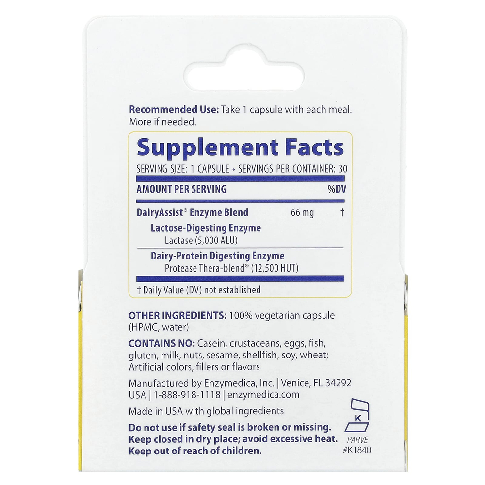 Enzymedica, DairyAssist®, 30 капсул
