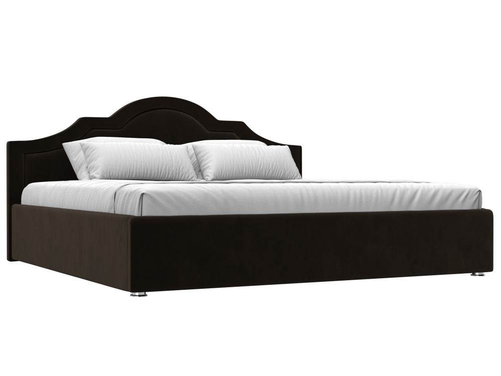 Кровать интерьерная Афина 200, Коричневый, Микровельвет, 108343