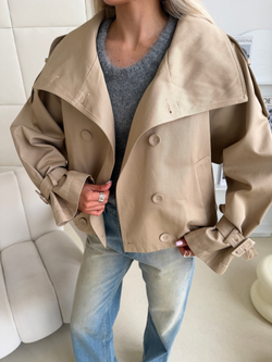 Тренч укороченный песочный