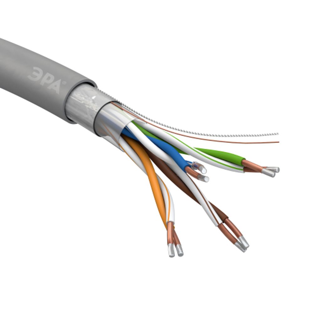 Кабель витая пара ЭРА SIMPLE F/UTP 4x2x24 AWG Cat5e CCA PVC 305м | LAN-кабель витая пара в экране F/UTP-CCA