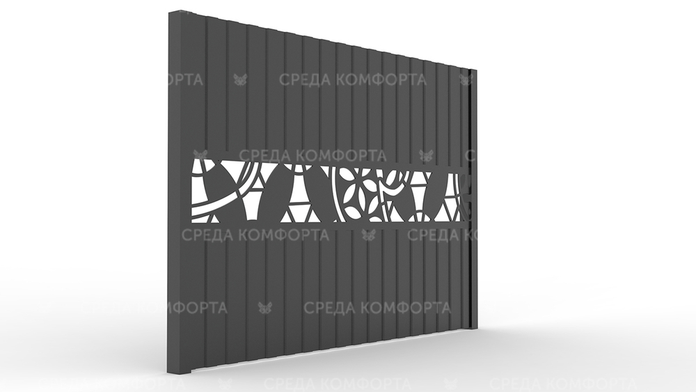 Забор из профлиста 2500х2000 мм ZBR0022 (столб для забора продается отдельно)