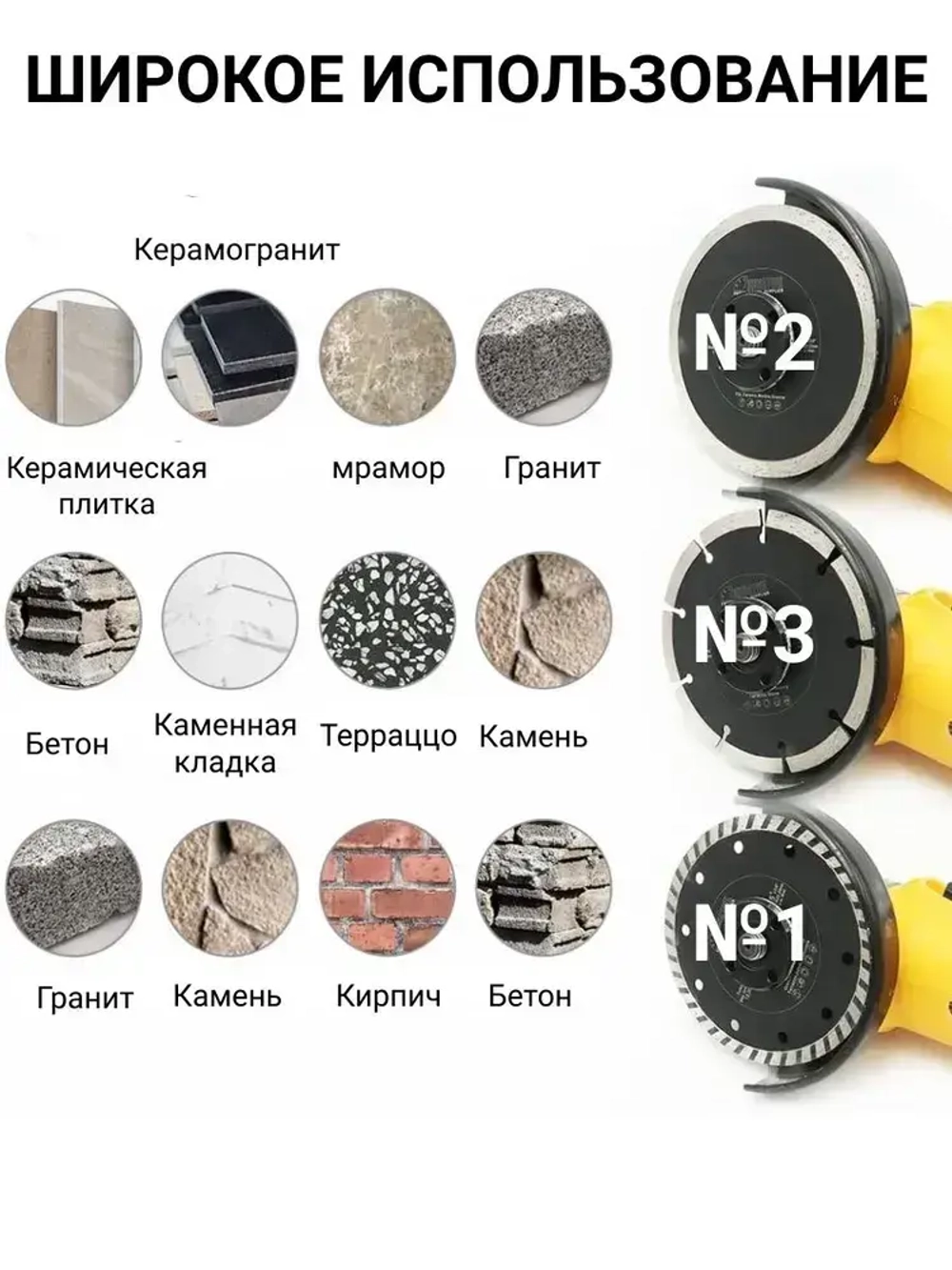 Диск алмазный 125мм ТУРБО (универсальный)-3шт. Круг для резки армированного бетона, камня, кирпича, керамики